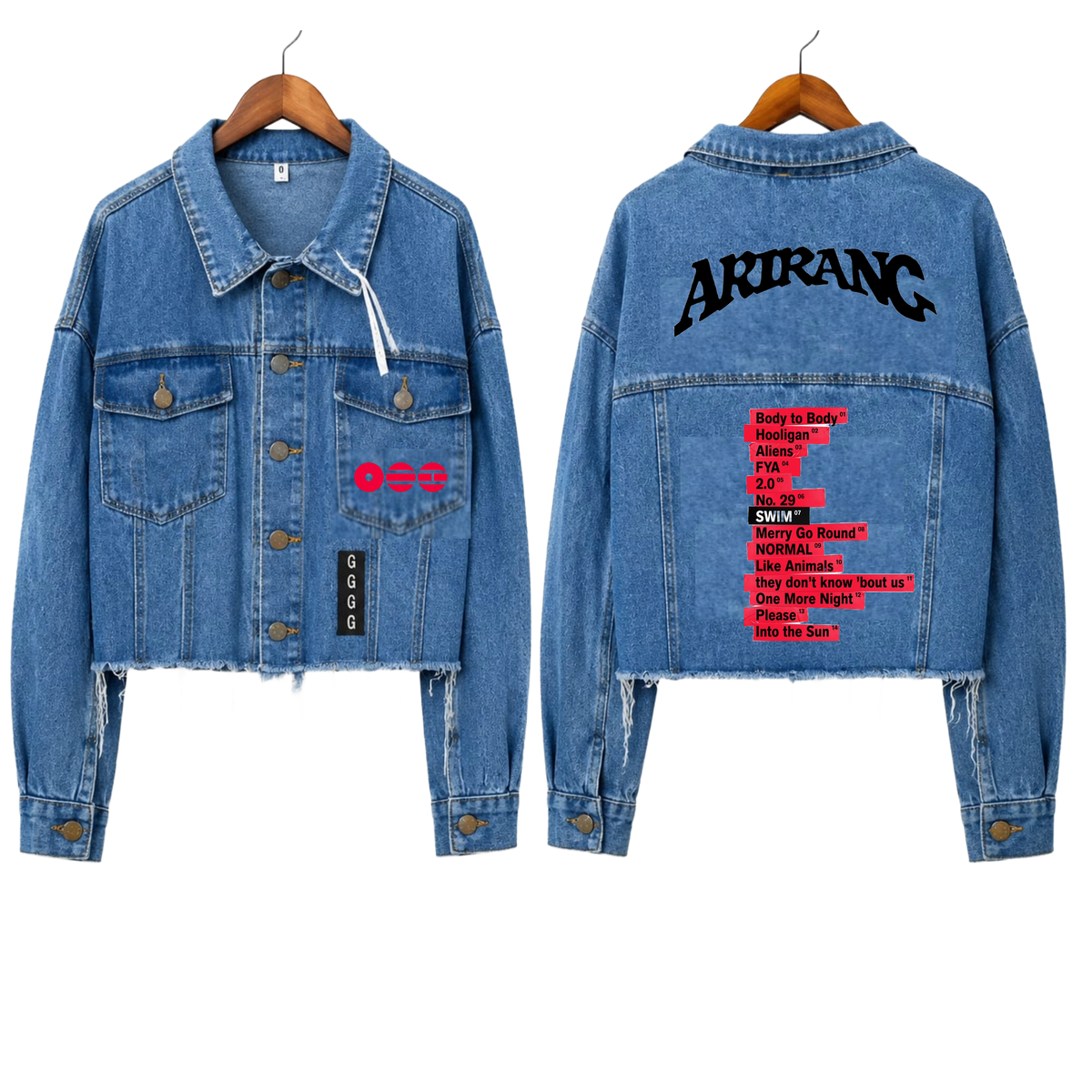 Chaqueta Denim "Tracklist Arirang: BTS Edition" Fanmade