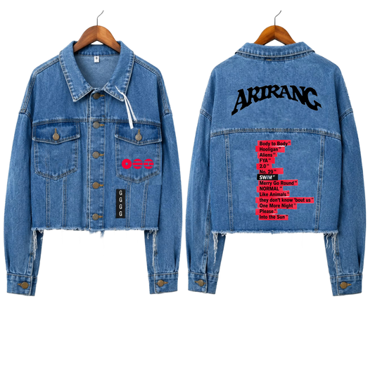 Chaqueta Denim "Tracklist Arirang: BTS Edition" Fanmade