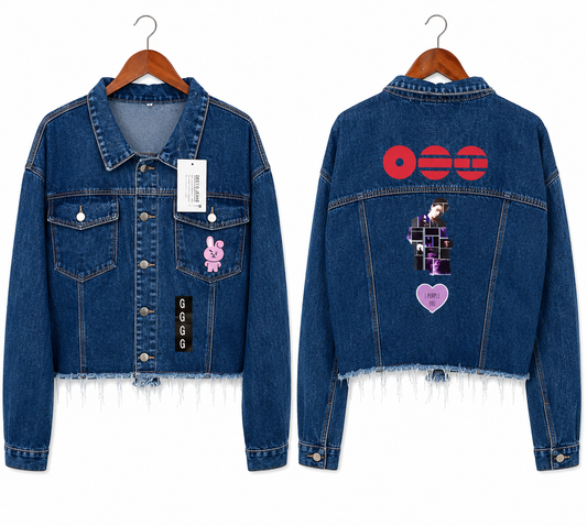 Chaqueta Denim "Purple Collage: BTS Edition" Fanmade