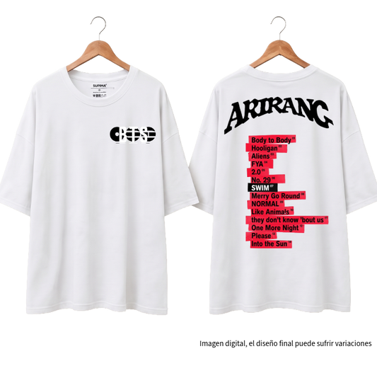 Remera Oversize "Tracklist Arirang: BTS Edition" Fanmade